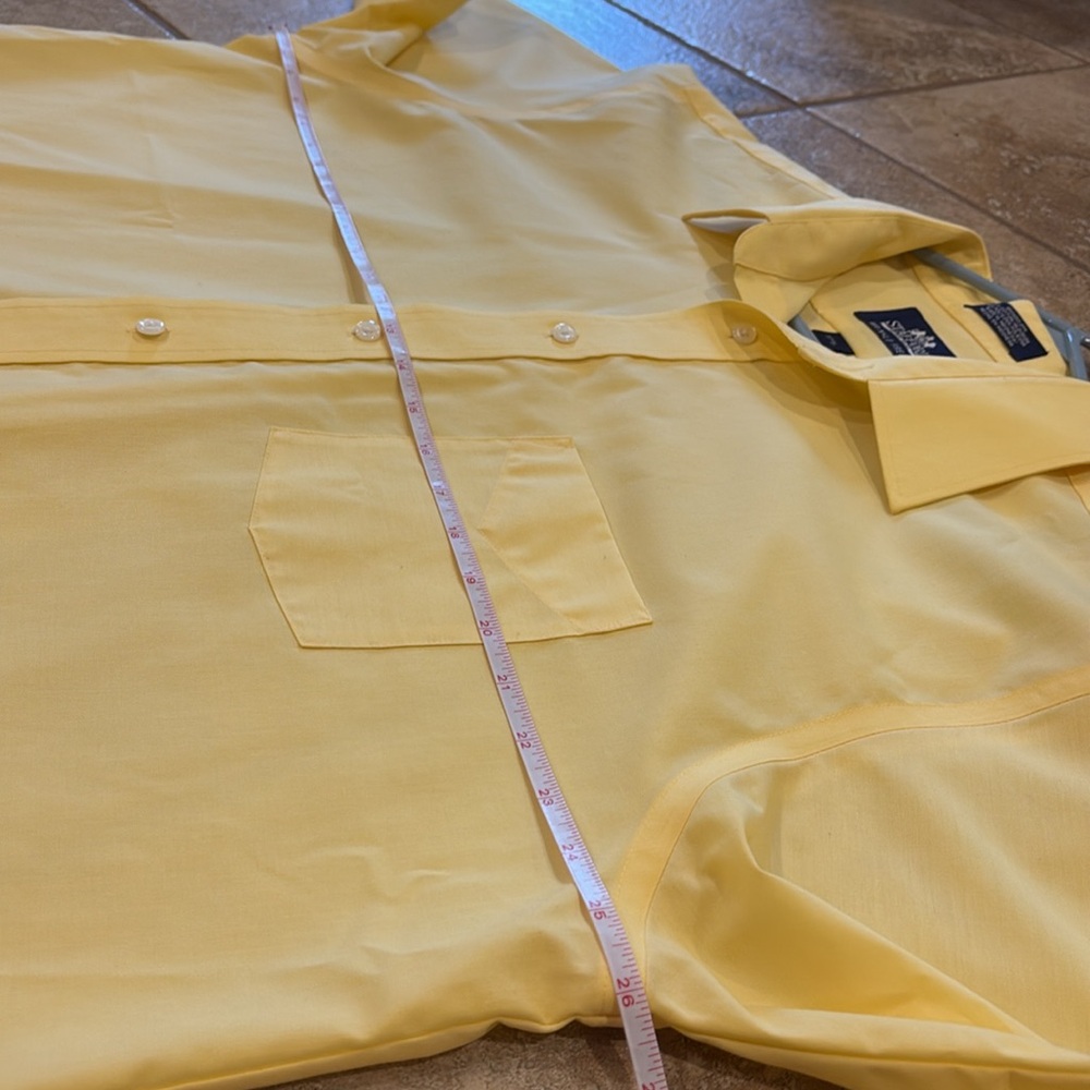 STAFFORD Super Shirt Men's Yellow Short Sleeve Dress Shirt - Picture 4 of 7